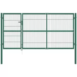 Image of Garden Fence Gate with Posts 350x140cm Steel Green Vidaxl Green