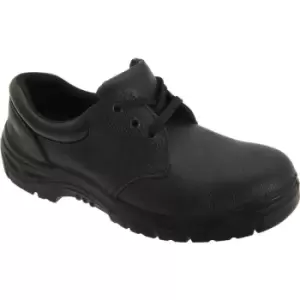 Image of Grafters Mens 3 Eye Grain Leather Safety Toe Cap Shoes (43 EUR) (Black) - Black