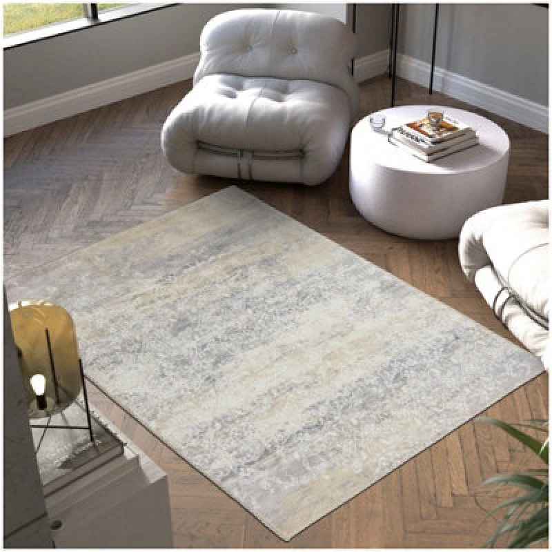 Image of Tectake Washable Rug Dalia - Various Sizes, Faded Pattern, Easy-Care Short Pile, Non-Slip 160 X 230 Cm - Beige