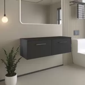 Image of Juno Wall Hung 2-Drawer Vanity Unit with Worktop 1200mm Wide - Graphite Grey - Hudson Reed
