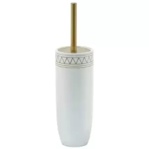 Image of Showerdrape Aztec Toilet Brush & Holder White/ Satin Gold