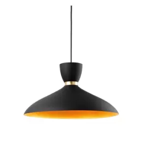 Image of Ellis Dome Pendant Light Black with Matt Gold Inside