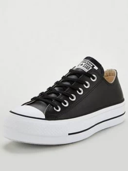Image of Converse Chuck Taylor All Star Platform Lift Clean Leather Ox - Black/White, Size 5.5, Women