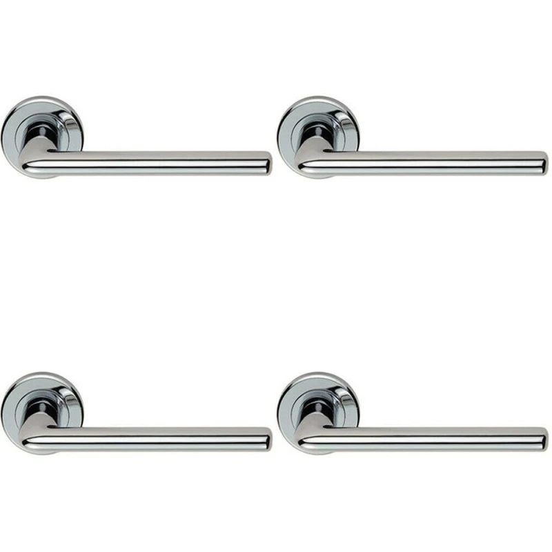 Image of Loops 4x PAIR Slimline Straight Bar Lever on Round Rose Concealed Fix Polished Chrome Multi