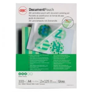 Image of GBC Laminating Pouches Glossy 125 Microns A4 100 Pieces