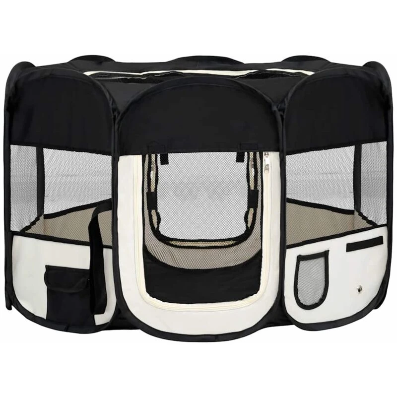 Image of VIDAXL Foldable Dog Playpen with Carrying Bag Black 110x110x58cm Vidaxl 8720286204832