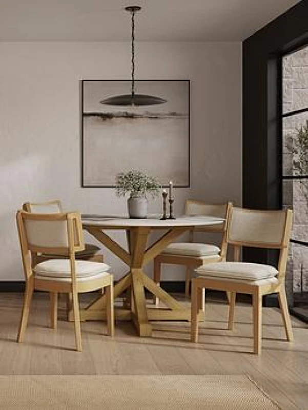 Image of EDITE Ornella Soft Woven Scandi Dining Chair Ecru/Natural ONE SIZE