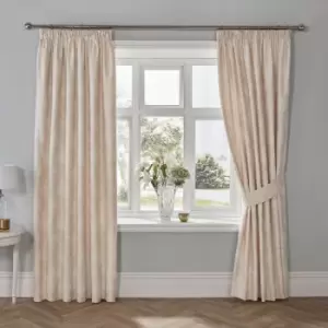 Image of Imelda Floral Woven Jacquard Lined Pencil Pleat Curtains, Ivory, 66 x 72" - Dreams&drapes