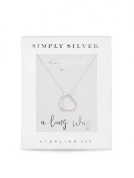 Image of Simply Silver Sterling Silver Cubic Zirconia Open Heart Necklace