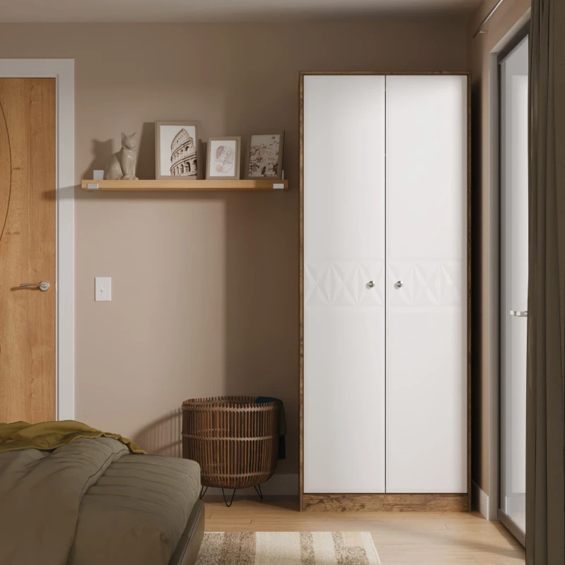 Image of Ready Assembled 2 U Memphis 2 Door Wardrobe (Ready Assembled) in Dark Brown Dark Brown Unisex