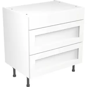 Image of Kitchen Kit Flatpack Shaker Kitchen Cabinet Base 3 Drawer Unit Ultra Matt 800mm in White MFC
