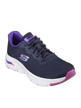 Image of Skechers Arch Fit Arch Fit Engineered Mesh Lace-up - Navy Mesh/purple Trim, Navy, Size 4, Women