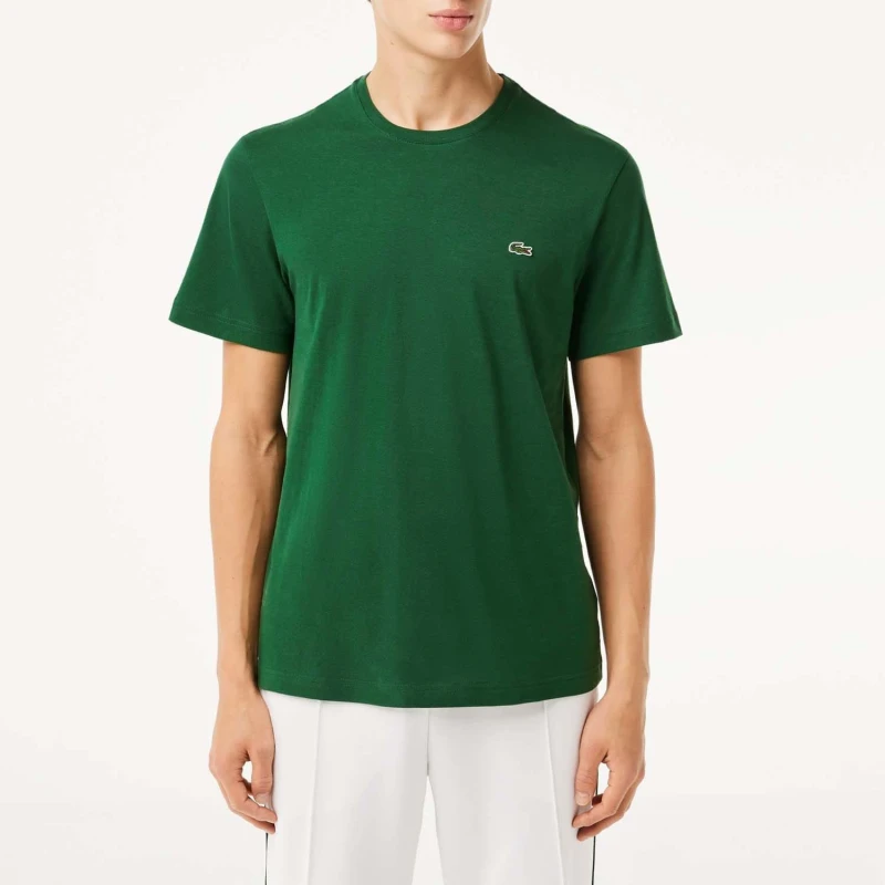 Image of Lacoste Crewneck Pima Cotton Jersey T-Shirt - Green Green XS