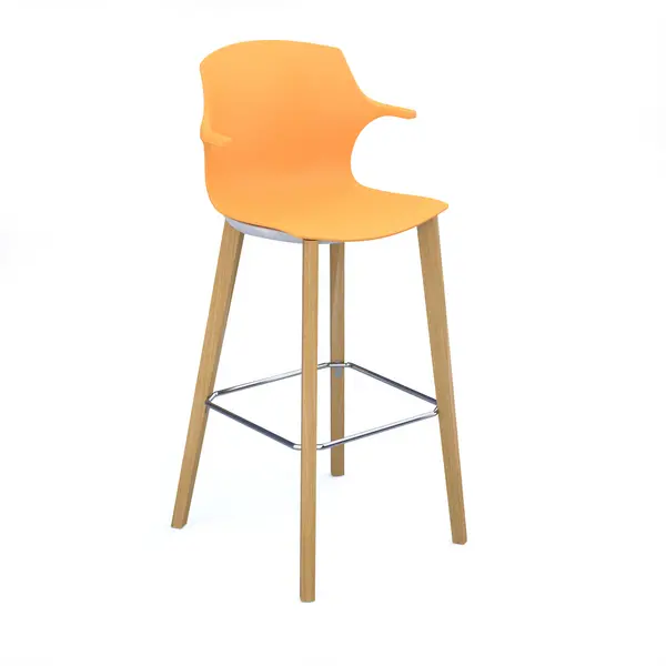 Image of Roscoe High Multi - Purpose Stool with Natural Oak Legs with Arms - Warm Yellow