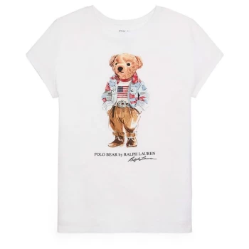 Image of Polo Ralph Lauren Junior Girls Bear T Shirt - White