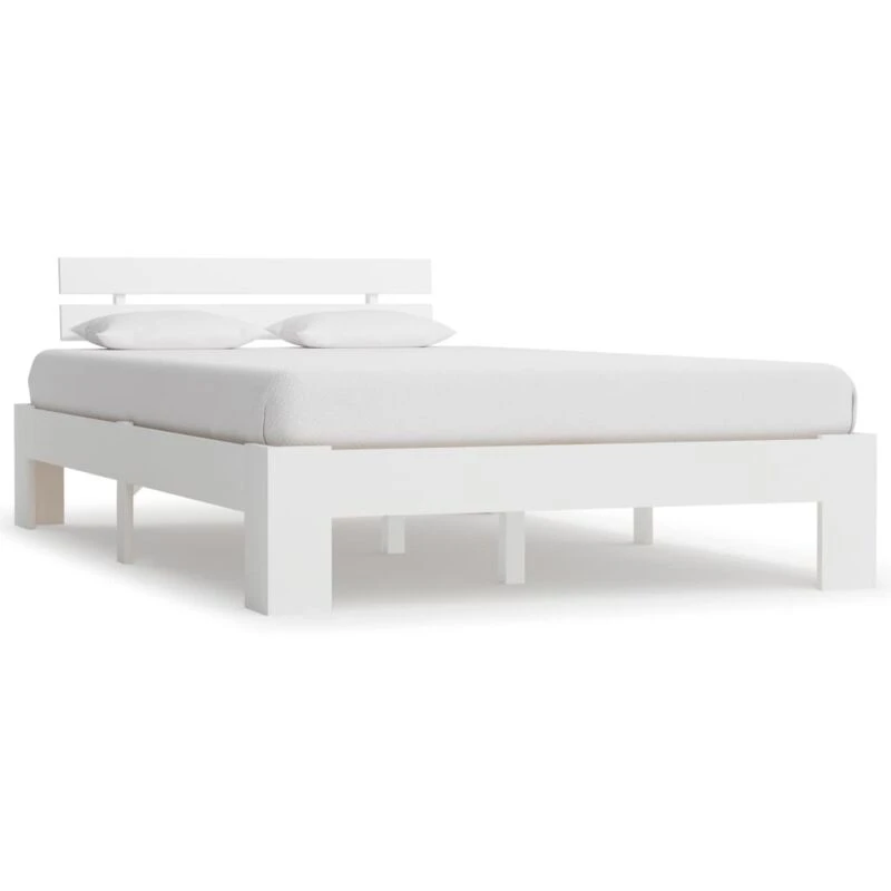 Image of vidaXL Solid Pine Wood Bed Frame White 140x200cm Double Bed Bedroom Furniture