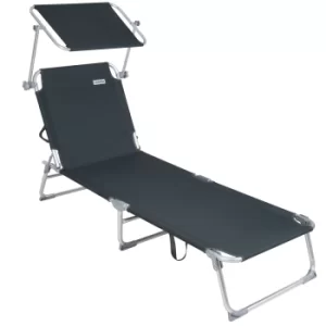 Image of Sun Lounger Ibiza Grey Aluminium with Sun Shade
