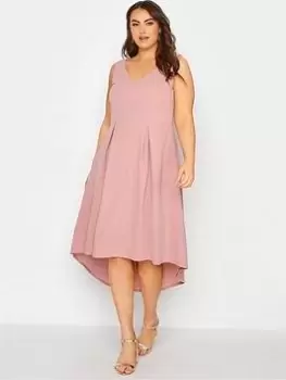 Image of Yours London High Low V Neck Dress - Pink, Size 22, Women