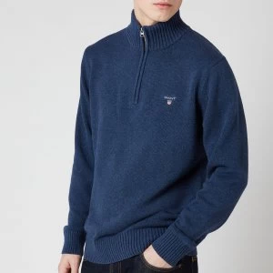 Image of Gant Mens Casual Cotton Half Zip Sweatshirt - Marine Melange - S