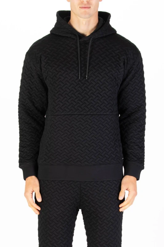 Image of Luke 1977 Luke 1977 Men Melrose Texture Overhead Hoodie in Black Size: large Black L Male 5063494090570