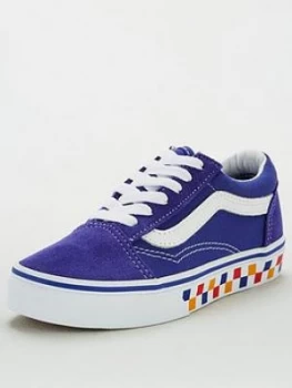 Image of Vans Childrens Old Skool Checkerboard - Blue/White, Size 2