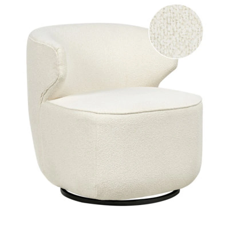 Image of Beliani Swivel Armchair Molleby Boucle Off-White
