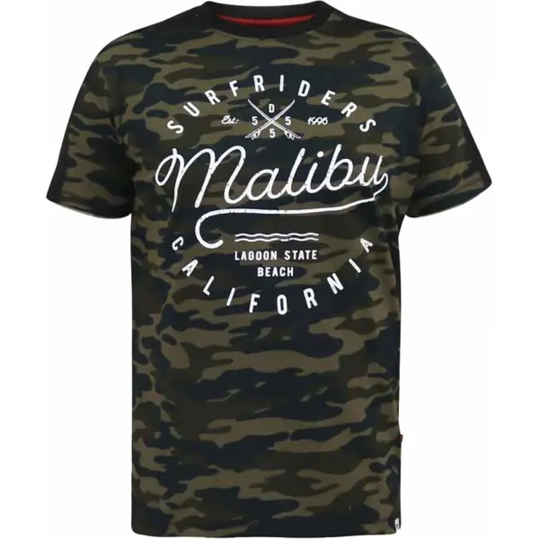 Image of D555 by Duke Duke Mens Big Size Surfriders Camouflage Print Crew Neck