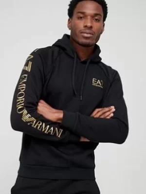 Image of Emporio Armani EA7 Extended Logo Pullover Hoodie Black Size M Men