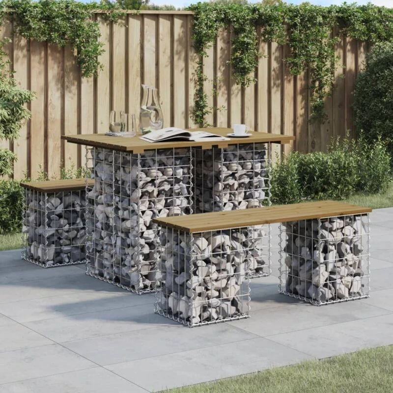 Image of VIDAXL Garden Bench Gabion Design 100x70x72cm Impregnated Wood Pine Vidaxl 8720845446291