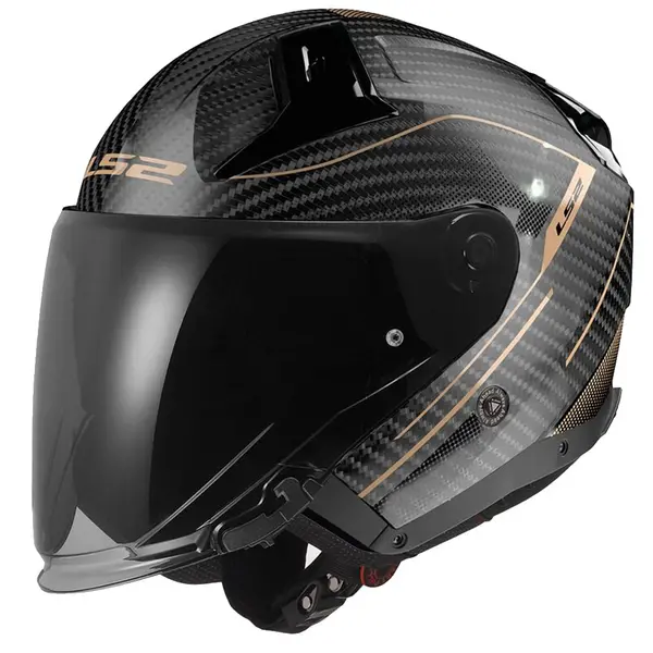 Image of LS2 OF603 Infinity II Carbon Counter Antique Gold Jet Helmet Size L