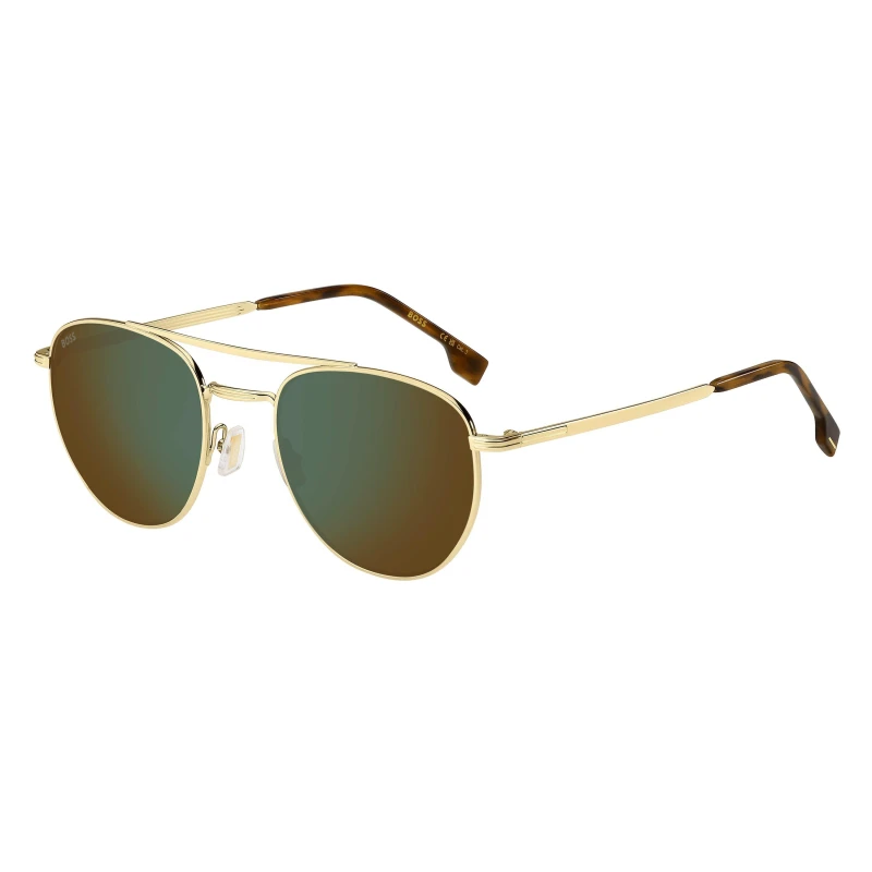 Image of Boss Mens Round Sunglasses Gold male 53 cm