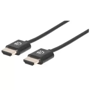 Image of Manhattan HDMI Cable with Ethernet (Ultra Thin) 4K@60Hz (Premium High Speed) 0.5m Male to Male Black 4K Ultra HD x 2k Fully Shielded Gold Plated Conta
