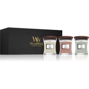 Image of Woodwick Fireside & White Teak & Stone Wash Suede Gift Set Scented Candle
