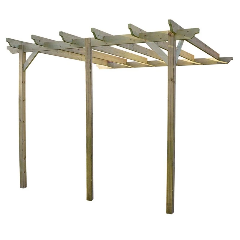 Image of Rutland County Garden Furniture Ltd Wall Mounted Garden Pergola 3 Post, L480 x W480 x H270 cm, Light Green Light Green Unisex