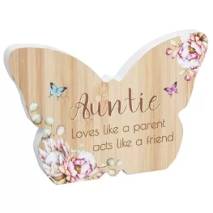 Image of Vintage Floral Butterfly Plaque Auntie
