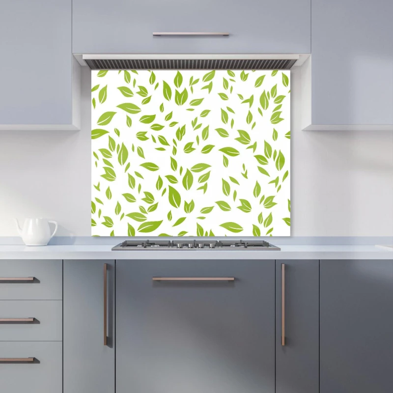 Image of Warren Reed Designer Green Leaves Premium Glass Kitchen Splashback W600mm X H750mm