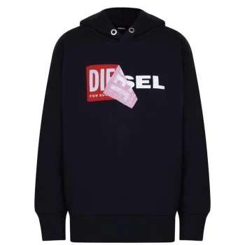 Image of Diesel Salby Peel Hooded Logo Sweatshirt - Navy K860