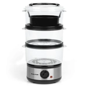 Image of Salter EK2726 7.5L Healthy Cooking 3-Tier Food Rice Meat Vegetable Steamer