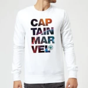 Image of Captain Marvel Space Text Sweatshirt - White - S