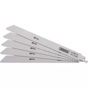 Image of Draper Bi-Metal Metal Cutting Reciprocating Saw Blades 225mm Pack of 5