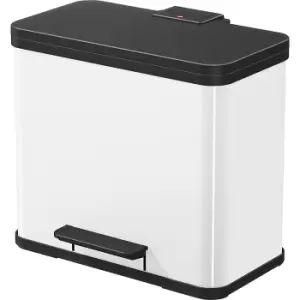 Image of Hailo Eco waste collector with pedal, duo Plus L, capacity 9 + 17 l, white