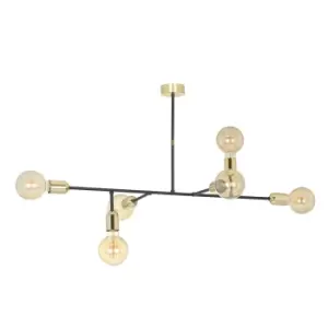 Image of Juka Black Multi Arm Semi Flush Ceiling light 6x E27