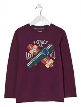Image of Fatface Boys Long Sleeve Skateboard Print T-Shirt - Berry