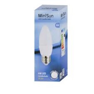Image of 4 x MiniSun 4W LED Frosted Candle Bulbs with ES/E27 Cap in Warm White