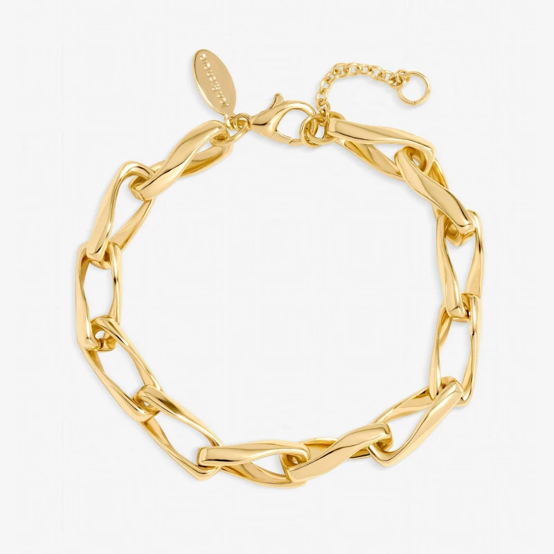 Image of Inicio Womens Gold Plated Twisted Link Bracelet - Gift Pouch Gold Female One Size