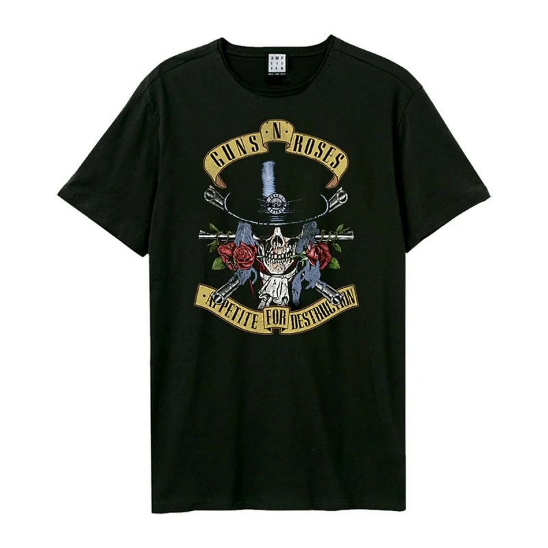 Image of Amplified Amplified Men Top Hat Skull Guns N Roses T-Shirt in Black Size: X-Small Black XS Male 5063852059775