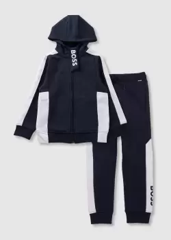 Image of Boss Kids Classic Stripe Tracksuit In Navy