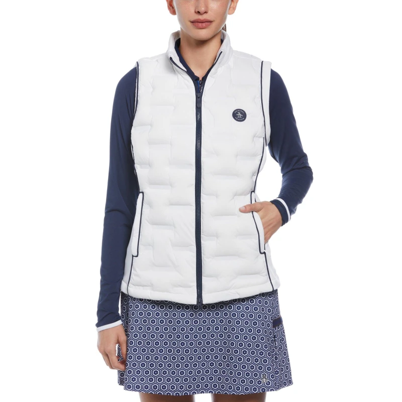 Image of Original Penguin Golf Womens Insulated Woven Golf Vest Bright White female 8 (XS)