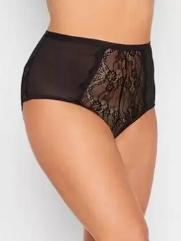 Image of Yours Lace Panel Full Briefs Black, Size 14-16, Women