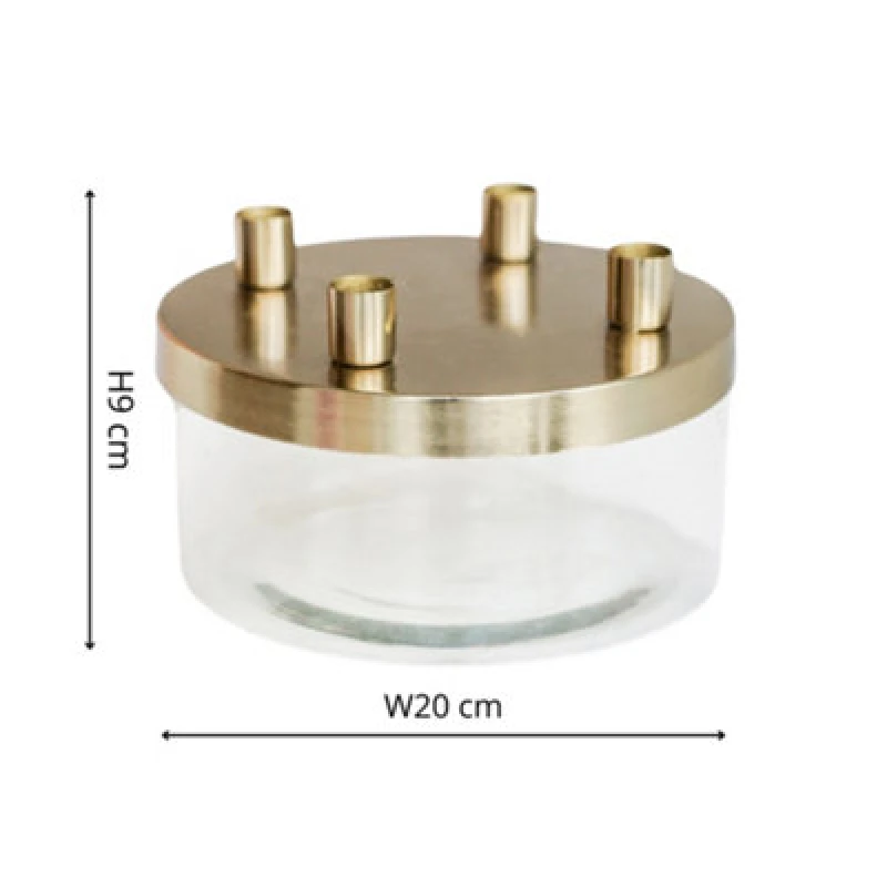 Image of Ivyline Metal Candle Holder With Glass Bowl Gold H9Cm D20Cm